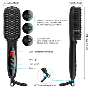 Ceramic Ionic Hair & Beard Straightener Brush