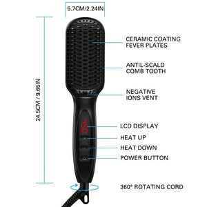 Ceramic Ionic Hair & Beard Straightener Brush